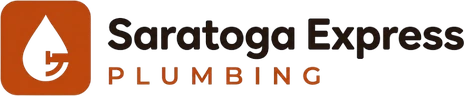 Saratoga Express Plumbing logo, a water drop icon beside the company name